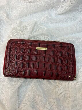 Brahmin Cranberry Red Vintage Suri Zip Around Wallet Melbourne Leather